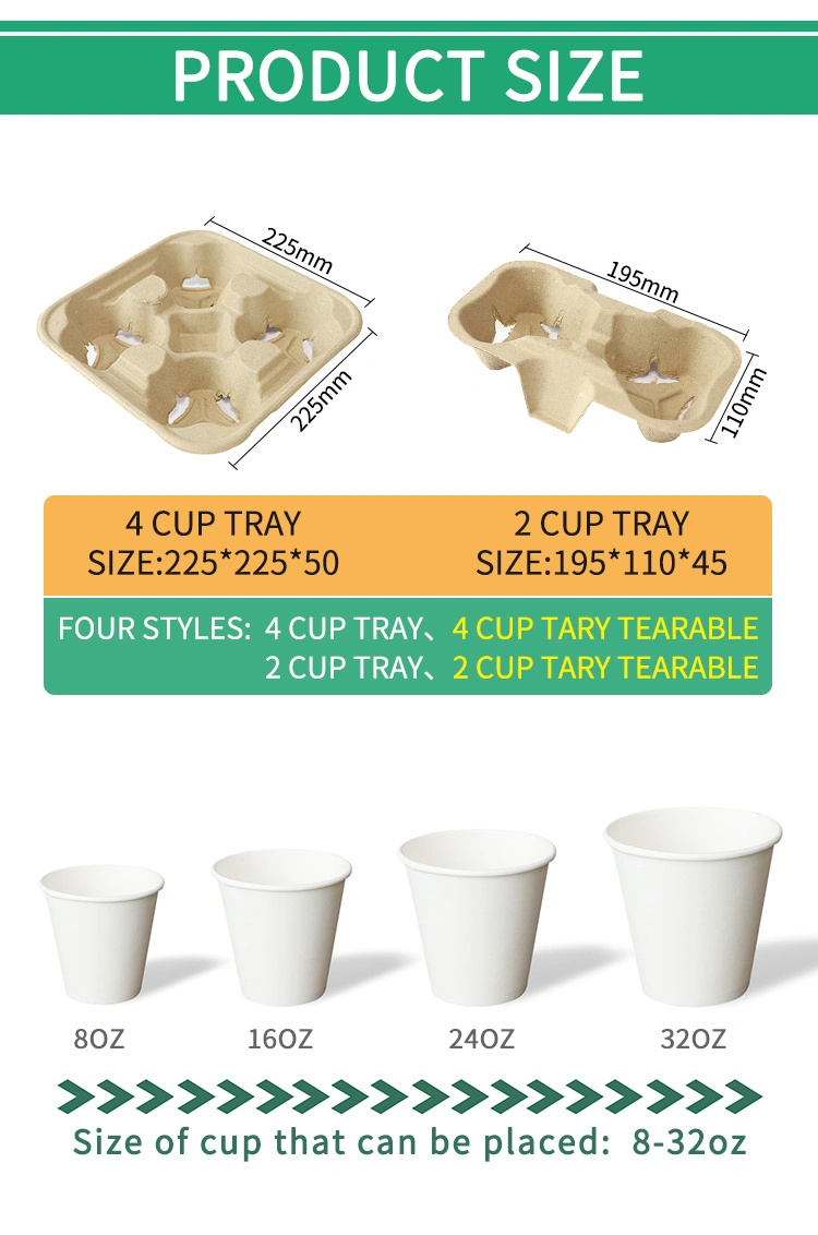 Disposable 4 Cup Carrier Take Away Cardboard Paper Cup Holders